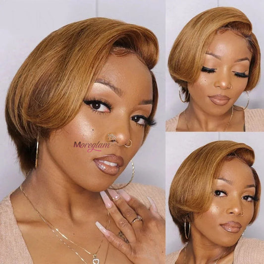 Lace Front Transparent Ombre Pixie Cut Short Bob Brazilian Human Remy Hair Wig
