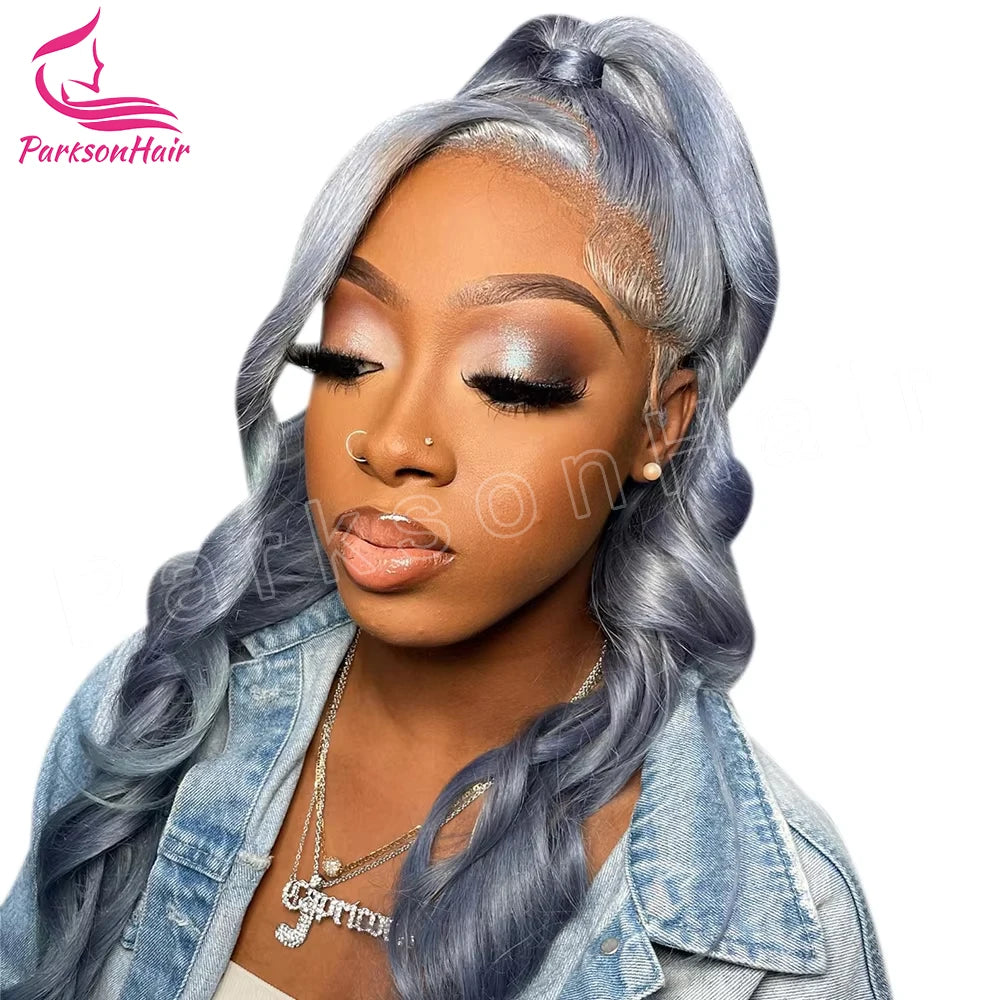 Glueless HD Lacefront Silver Grey HumanMalaysian  Hair Body Wave