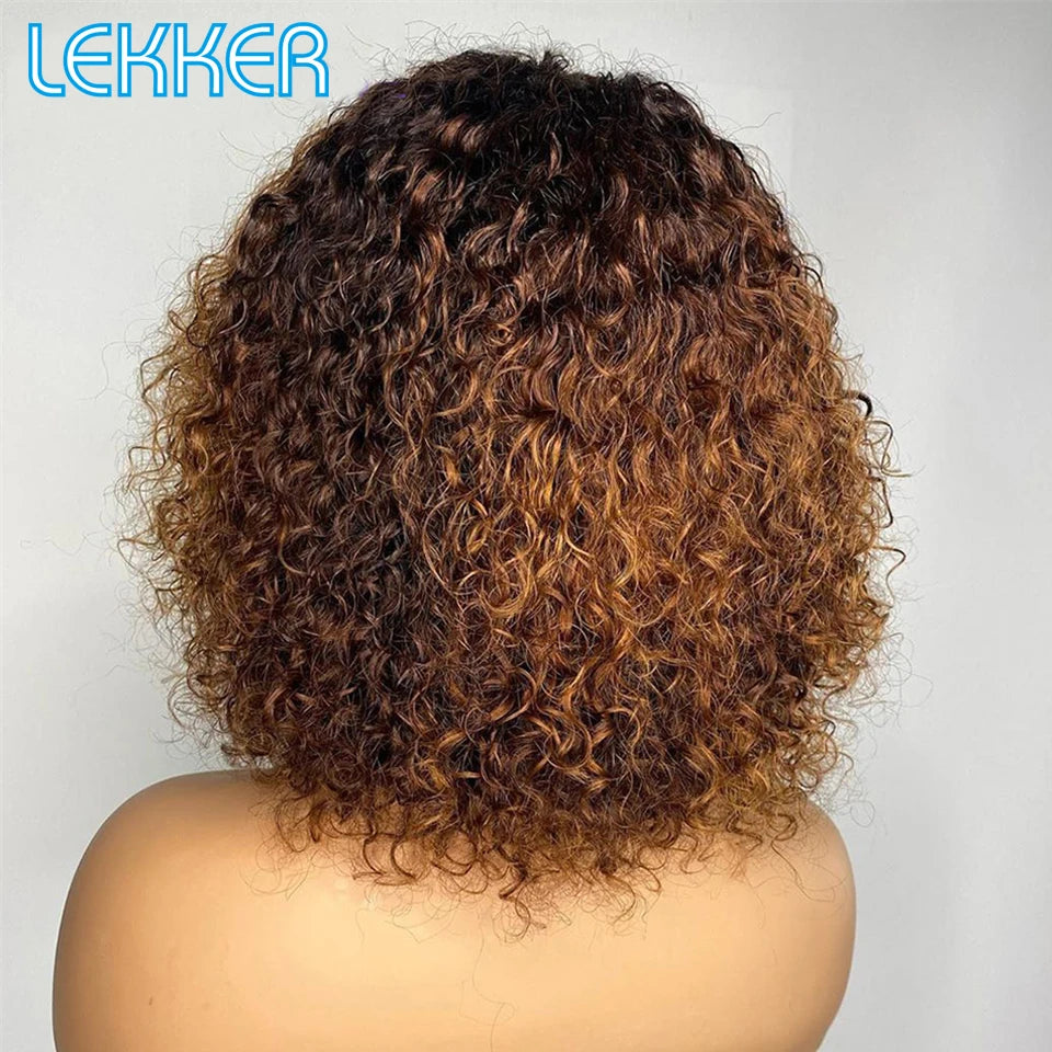 Kinky Curly  Brazilian Human Remy Hair With Bangs Wigs
