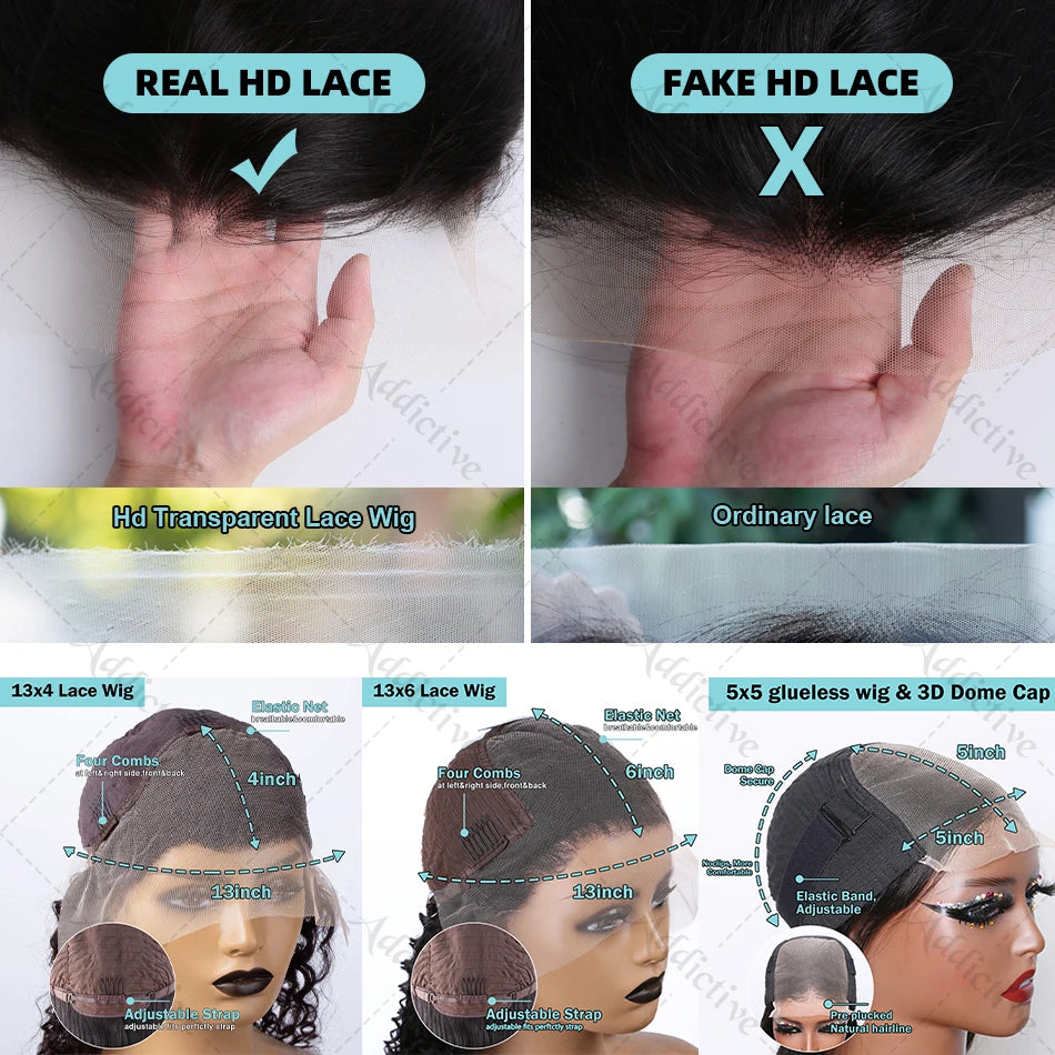 Transparent Lace Front Human Hair Straight Bob  Wigs