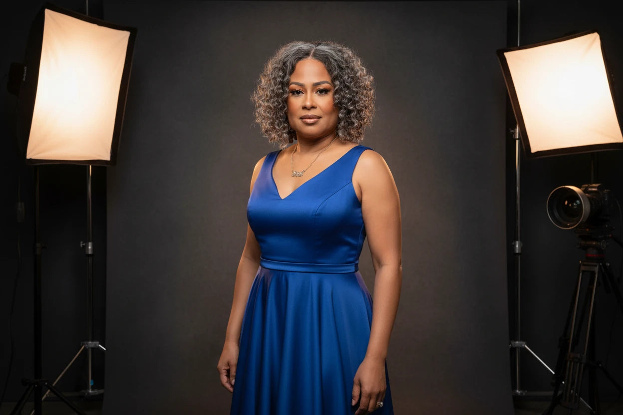 Glueless Salt & Pepper Water Wave Human Hair Wig