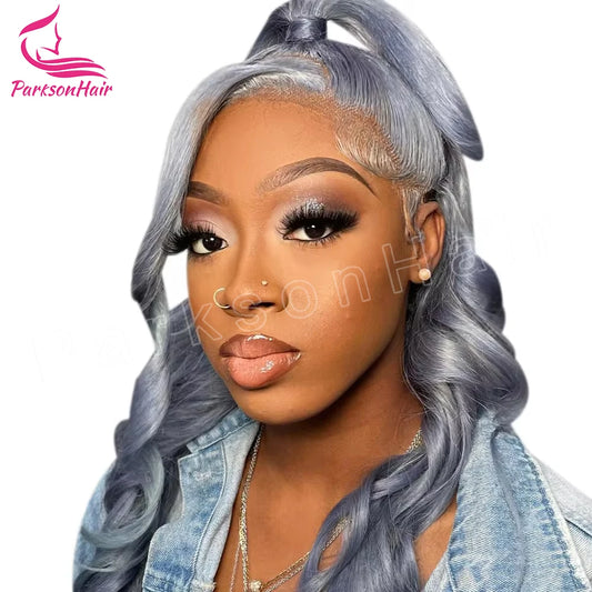 Glueless HD Lacefront Silver Grey HumanMalaysian  Hair Body Wave