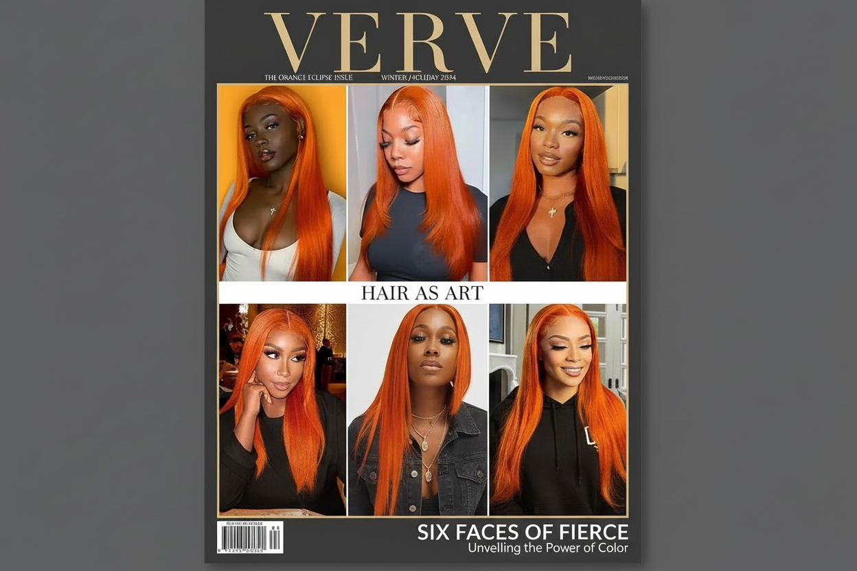 Lace Front HD Brazilian Human Hair Ginger Orange  Straight Wigs