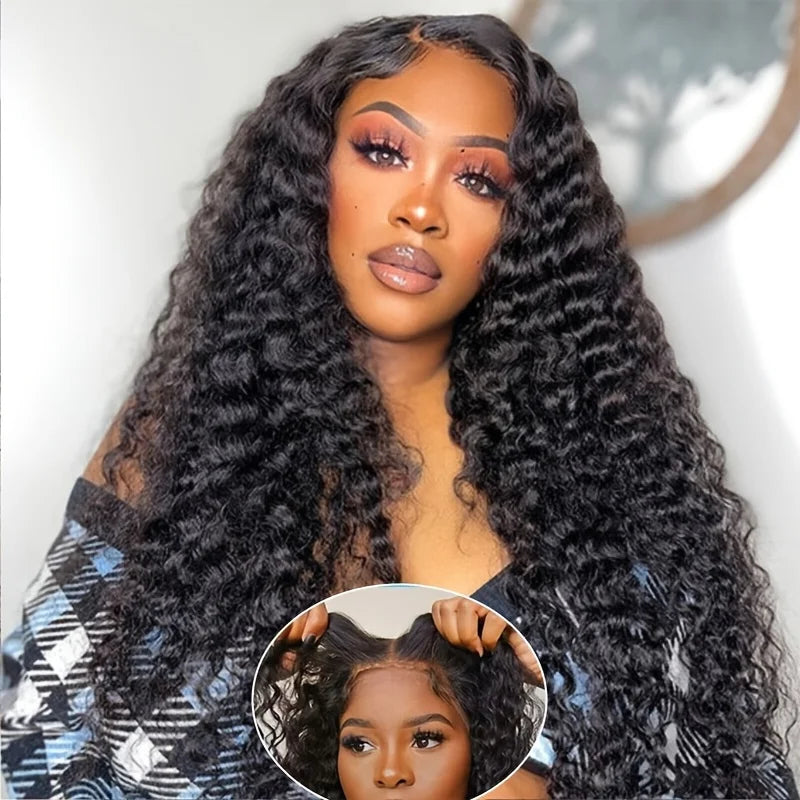 Lace Front Glueless HD Human  Brazilian Hair Water Wave  Wigs