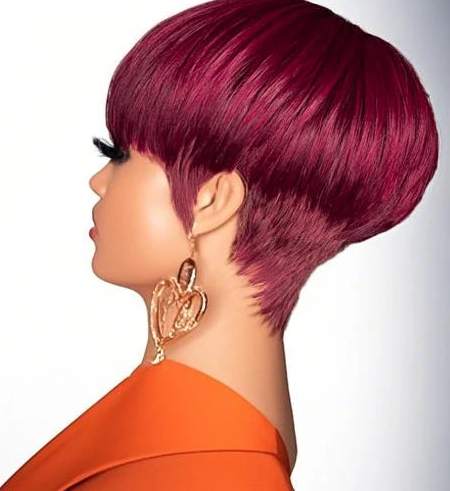 JNETTE CHANEL pixie cut human hair wig with bangs, showcasing natural lace wig style and realistic hairstyle.