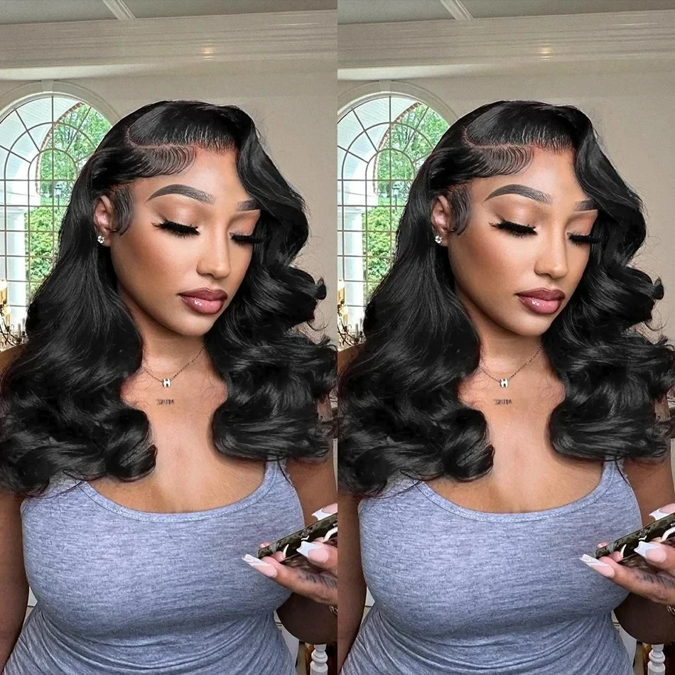 Glueless Lace Front Pre-Plucked Body Wave Bob Brazilian Human Hair Wigs