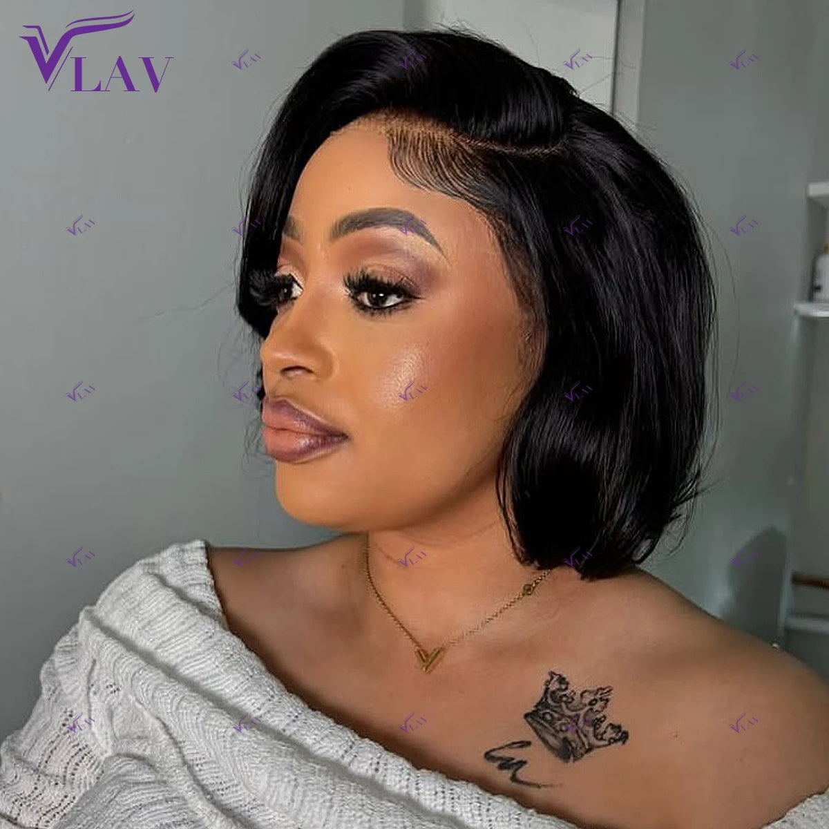 Glueless Transparent Lace Front Short Bob Human Hair Wigs