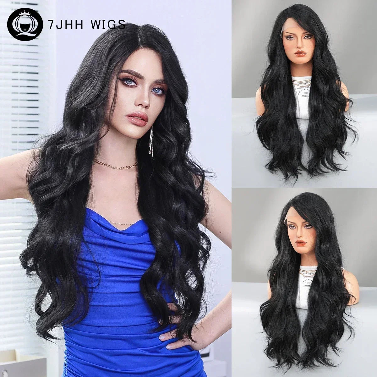 Synthetic Heat Resistant Lace Front HD Transparent Ombre  Body Wavy  with Bangs Wigs
