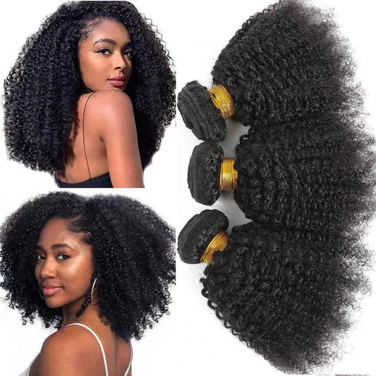 Luxury Brazilian Afro Kinky Curly Human Hair Bundles – Premium Natural Texture, Full & Voluminous Curls, 8–24”