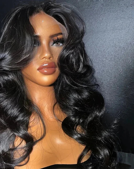 JNETTE CHANEL Lace Front HD Body Wave Ombre Pre-Plucked Human Hair Wig showing the wavy ombre hairstyle and lace front construction