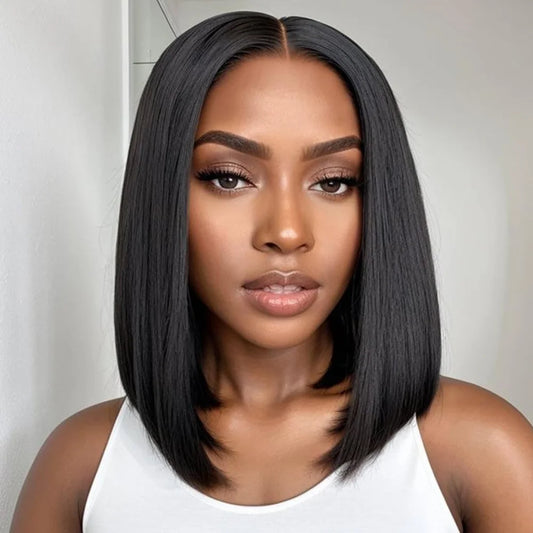 Glueless Lace front Pre Plucked Human Hair Bob Wigs