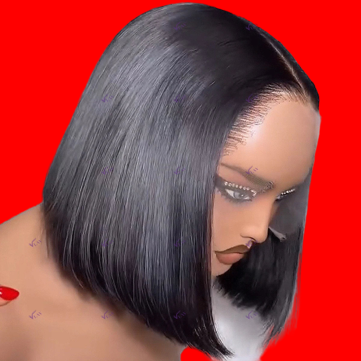 Glueless Transparent Lace Front Short Bob Human Hair Wigs