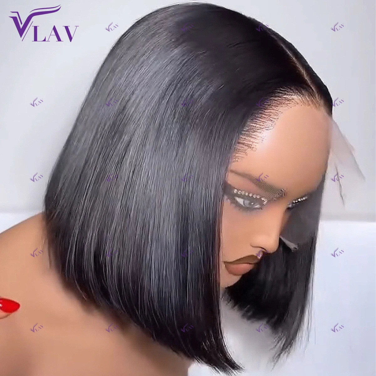 Glueless Transparent Lace Front Short Bob Human Hair Wigs