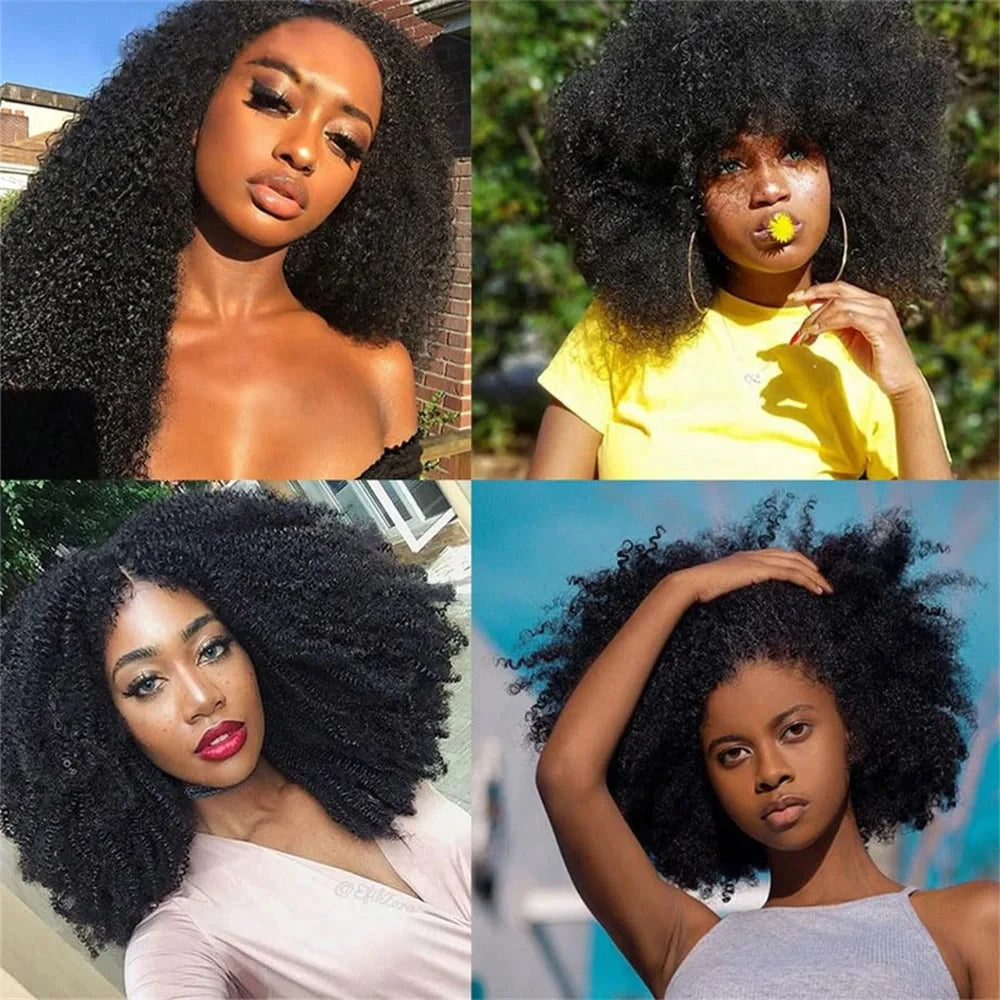 Brazilian Afro Kinky Curly Virgin Human Hair Weave – Natural Color, Double-Weft Bundles