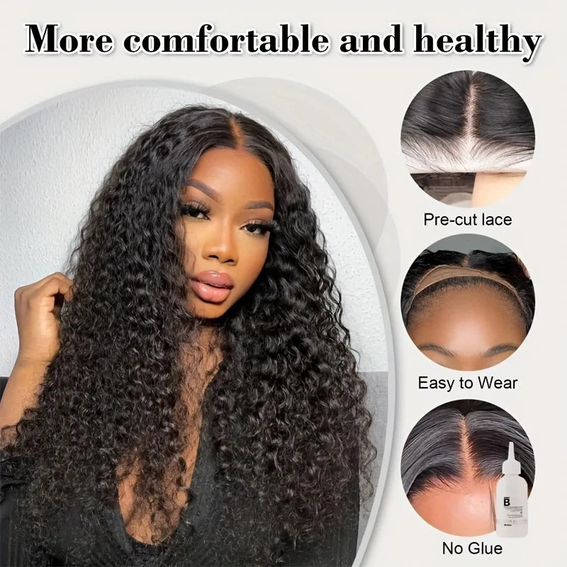 Lace Front Glueless HD Human  Brazilian Hair Water Wave  Wigs
