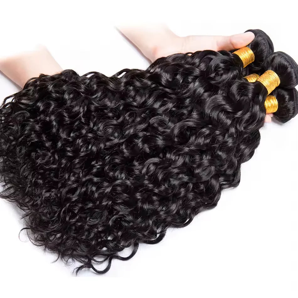 Water Wave Human Hair with Lace Closure – Virgin Human Hair Weave Bundles