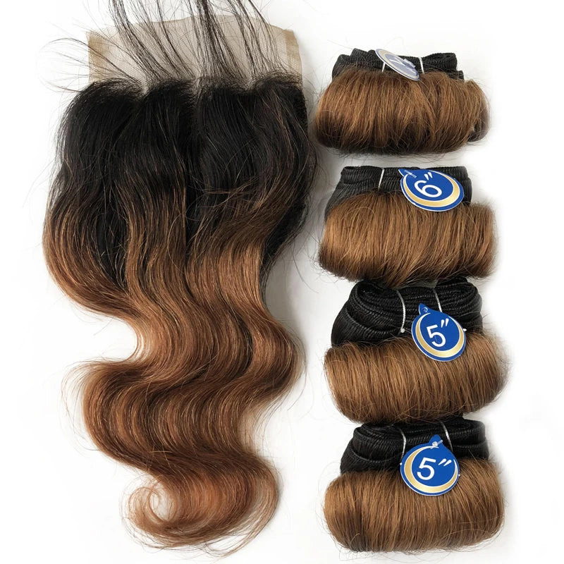 8” Short Bob Body Wave Ombre Remy Human Hair Bundles – Brazilian Hair Weave