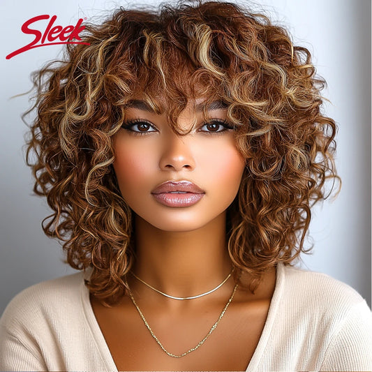 Brazilian Remy Human Hair Curly Blond Wigs