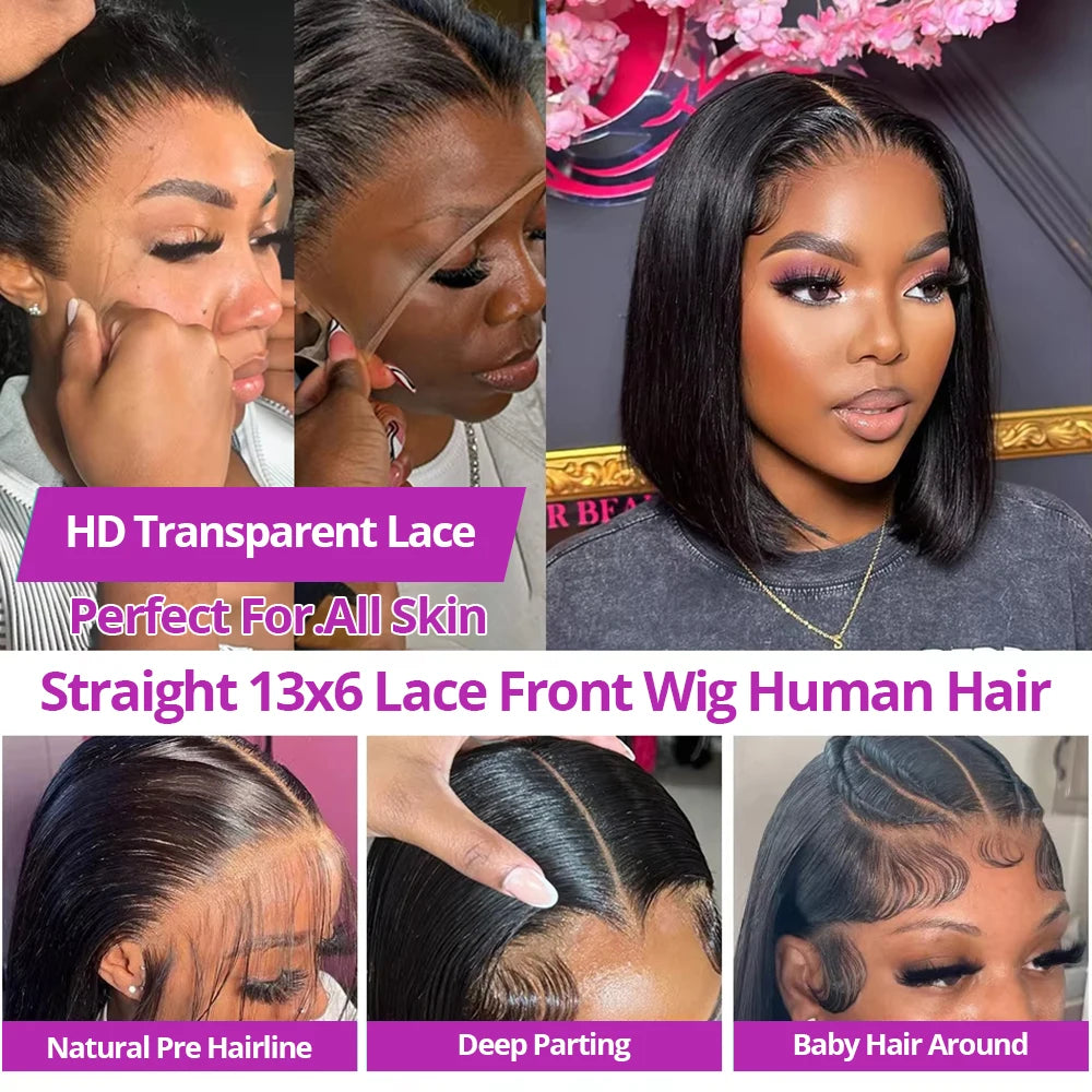 JNETTE CHANEL glueless lace front HD preplucked bone straight human hair wig with natural hairline and straight texture.