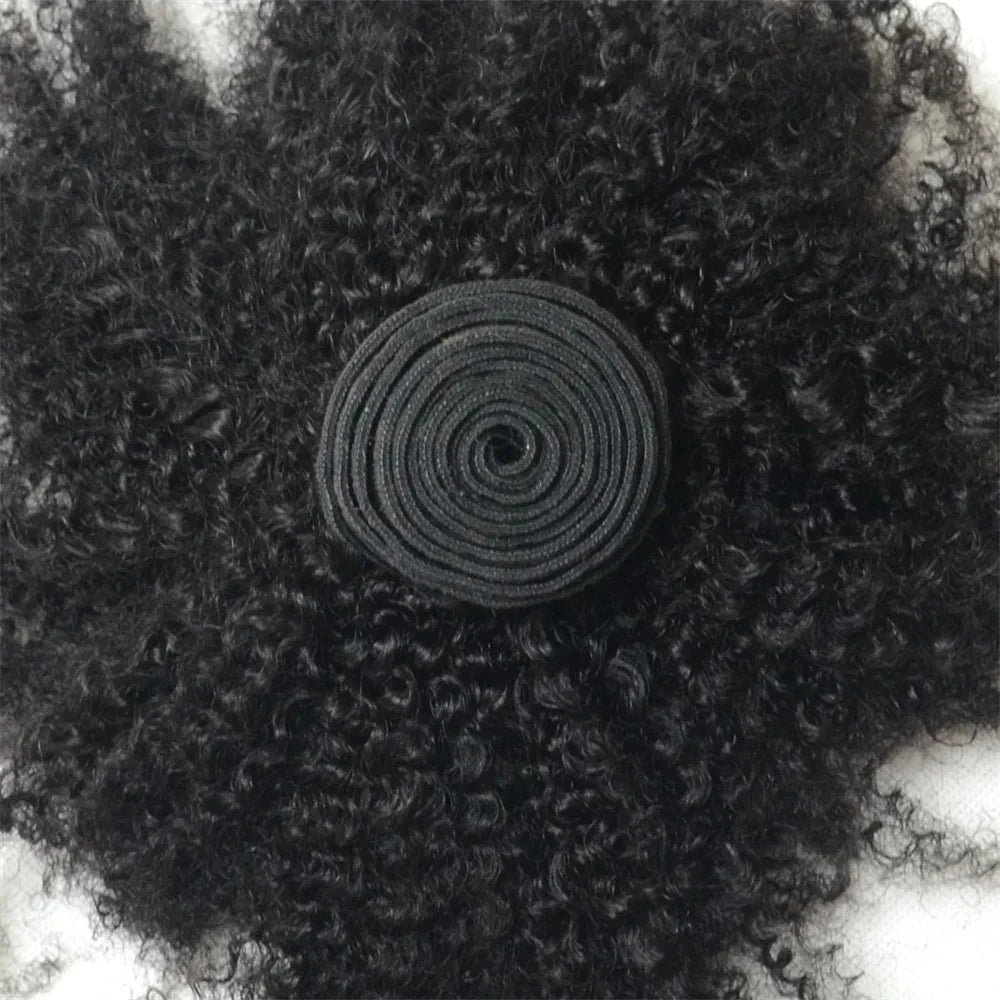 Brazilian Afro Kinky Curly Virgin Human Hair Weave – Natural Color, Double-Weft Bundles