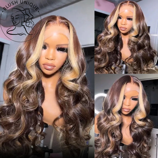 Synthetic Glueless Lace Front  Body Wave Highlight Wigs