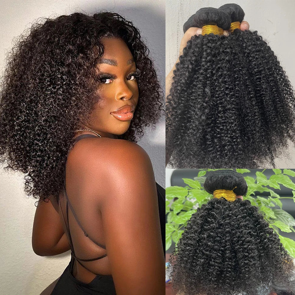 Luxury Brazilian Afro Kinky Curly Human Hair Bundles – Premium Natural Texture, Full & Voluminous Curls, 8–24”