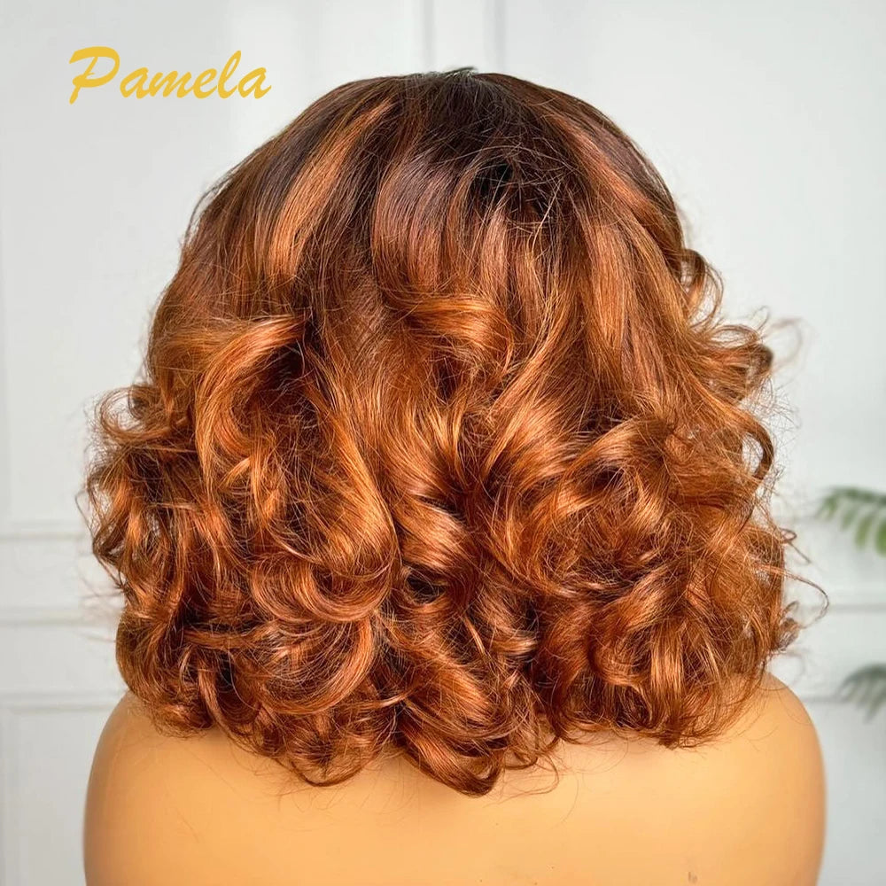 Glueless Lace Front Transparent Brazilian Human Hair Ombre Blonde Loose Deep Wave Wigs