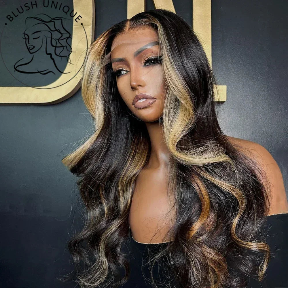 Synthetic Glueless Lace Front  Body Wave Highlight Wigs