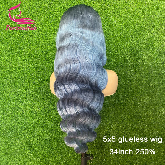 Glueless HD Lacefront Silver Grey HumanMalaysian  Hair Body Wave
