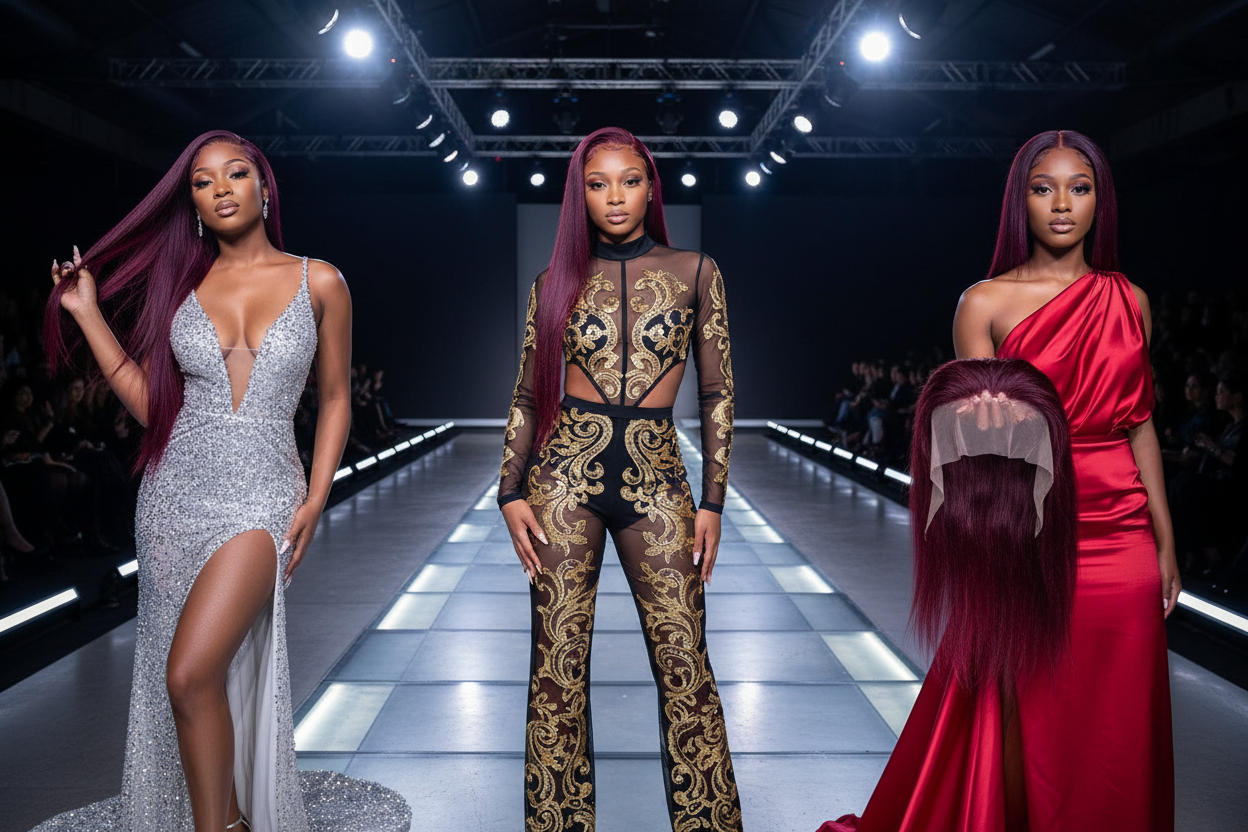 Lace Front Burgundy Human Hair Wigs