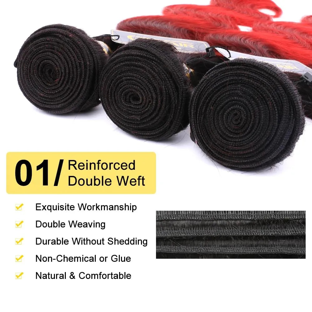 Premium Ombre Body Wave Virgin Human Hair Bundles – Unprocessed Natural-Look Hair Extensions