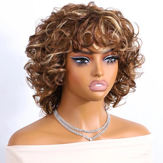 Brazilian Remy Human Hair Curly Blond Wigs