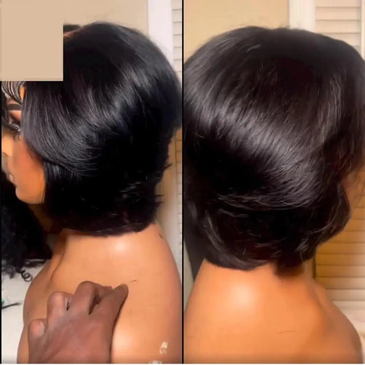 Pixie Cut Pre Plucked Short Bob Brazilian Human Hair Lace Wigs