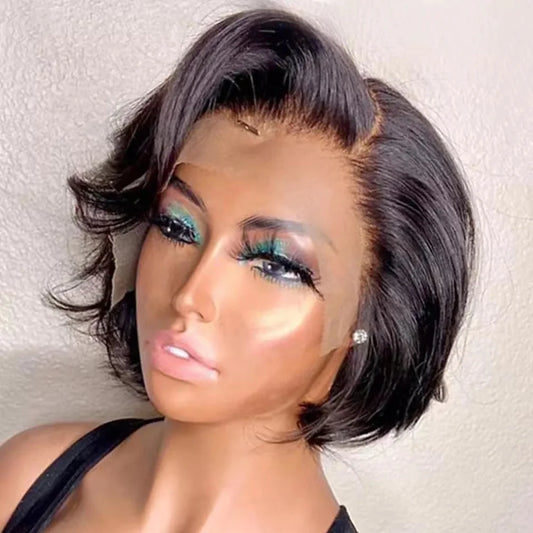 Pixie Cut Lace Front Transparent Side Part Short Bob Human Hair Wig