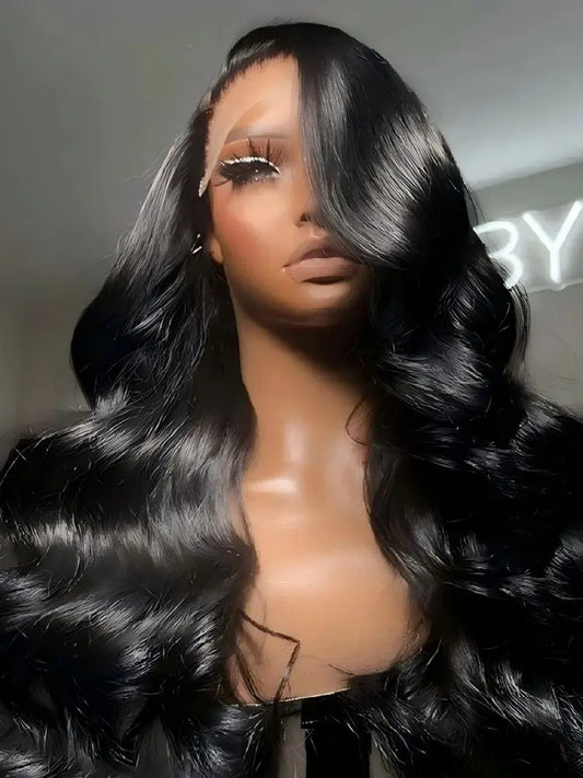 JNETTE CHANEL lace front pre-plucked HD body wave human hair wig showing natural hairline and textured waves