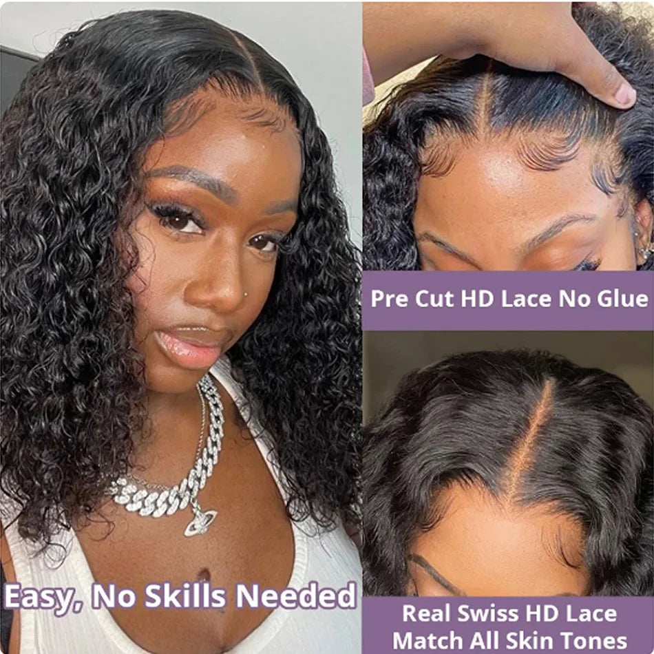 JNETTE CHANEL glueless kinky curly lace front human hair wig with pre-plucked hairline and natural curls, perfect for versatile styling.