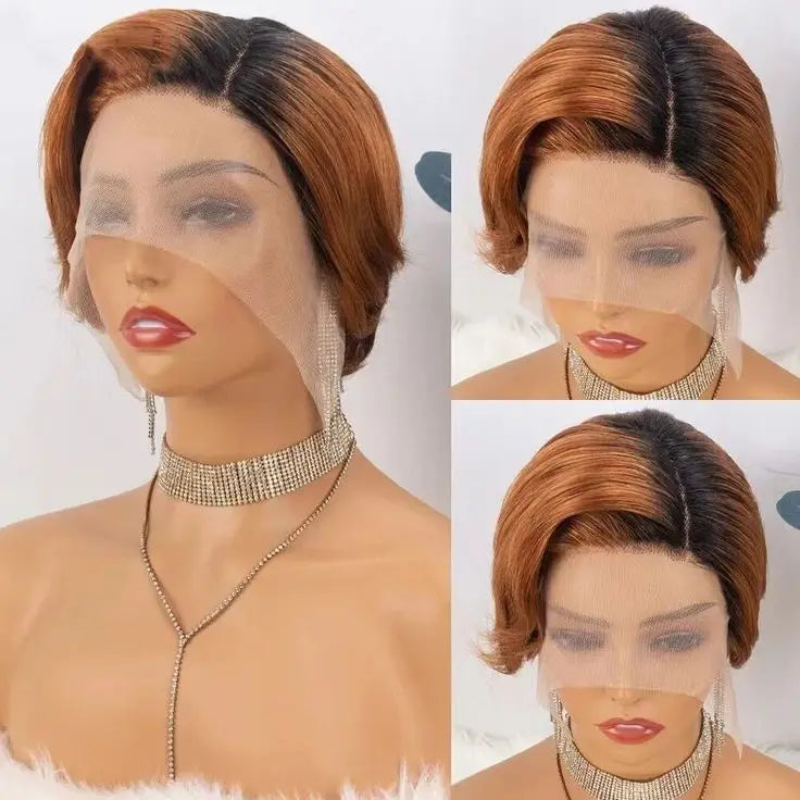 Pixie Cut Short BobTransparent Pre-Plucked Human Remy Hair Wig