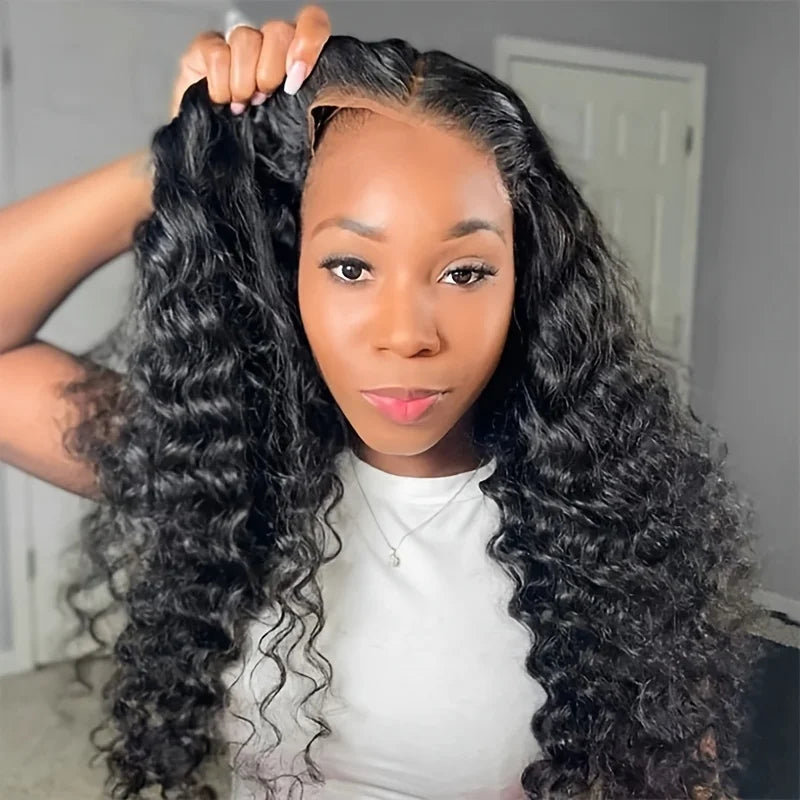 Lace Front Glueless HD Human  Brazilian Hair Water Wave  Wigs