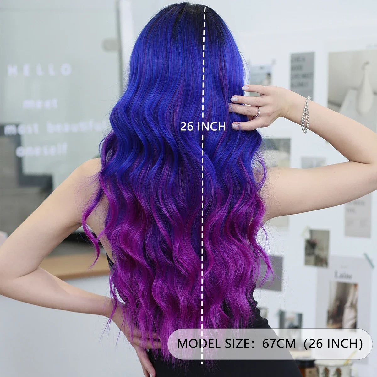 Synthetic Heat Resistant Lace Front HD Transparent Ombre  Body Wavy  with Bangs Wigs