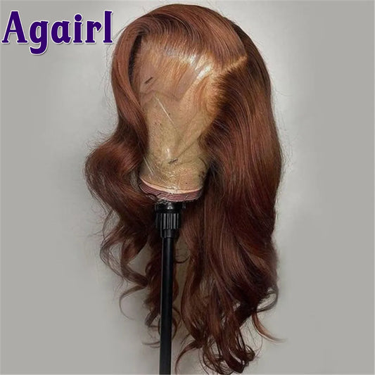 Lace Front Chocolate Brown Body Wave Human Hair Wigs