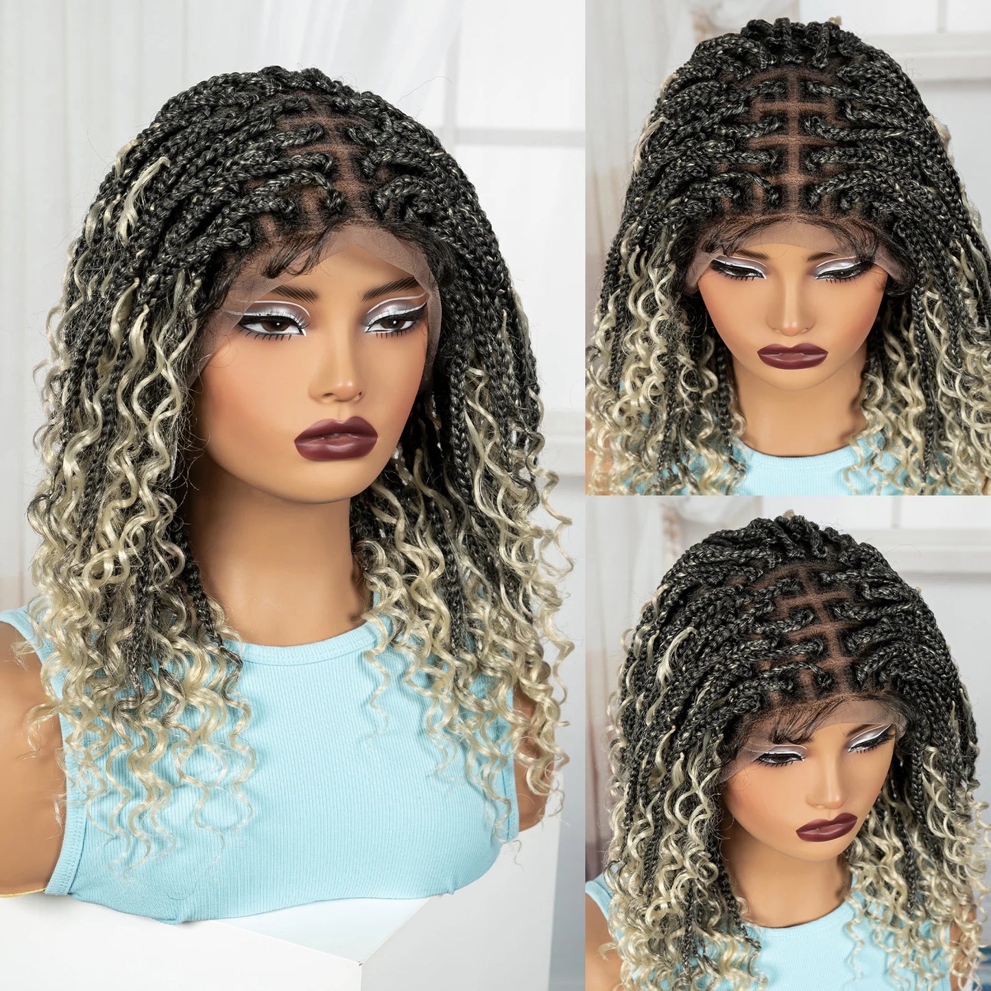 Synthetic Full Lace Knotless Box Braided Wigs