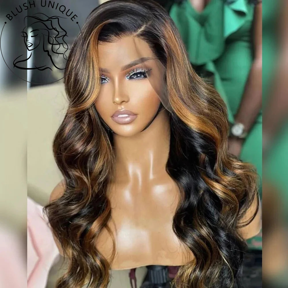 Synthetic Glueless Lace Front  Body Wave Highlight Wigs