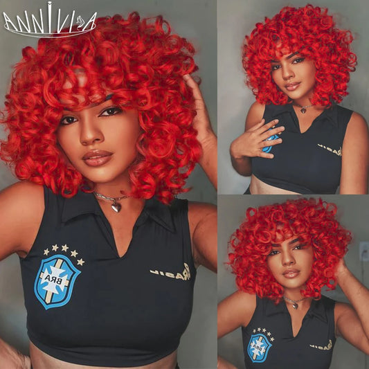 Synthetic Heat Resistant Curly Hair With Bangs Wig