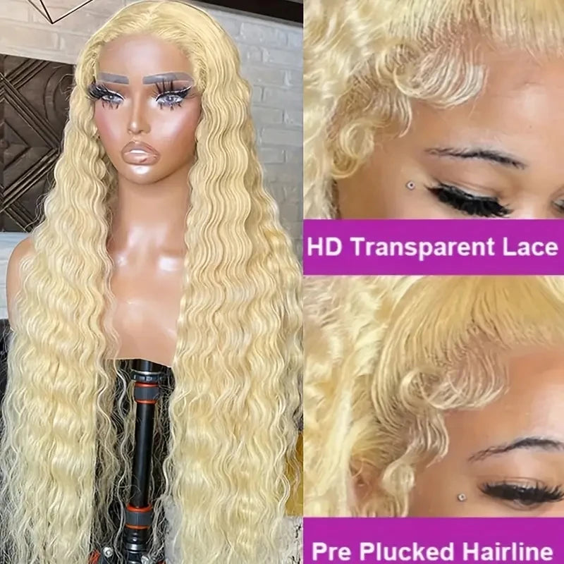 JNETTE CHANEL Lace Front HD Blonde Human Hair Wig with pre-plucked lace, natural hairline, and full volume for a realistic look.