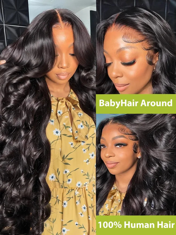 Glueless Lace Front  Transparent Body Wave  Human Hair Wigs