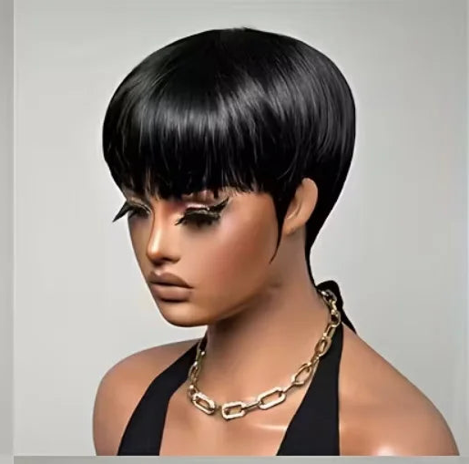 JNETTE CHANEL pixie cut human hair wig with lace front, showcasing short, sleek, and stylish wig for a modern look