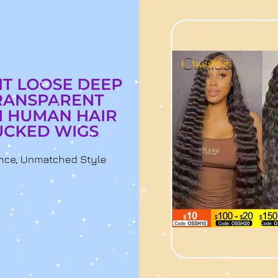 Lace Front Loose Deep Wave Transparent Brazilian Human Hair Pre-Plucked Wigs by@Outfy