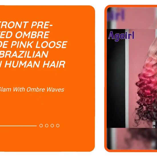 Lace Front Pre-Plucked Ombre Blonde Pink Loose Wave Brazilian Virgin Human Hair Wigs by@Outfy