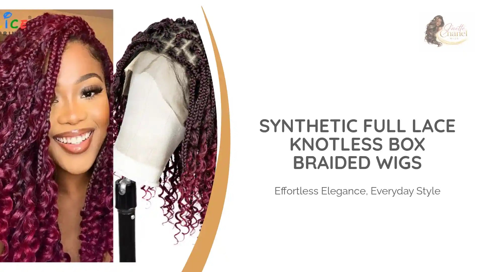 Synthetic Full Lace Knotless Box Braided Wigs by@Outfy