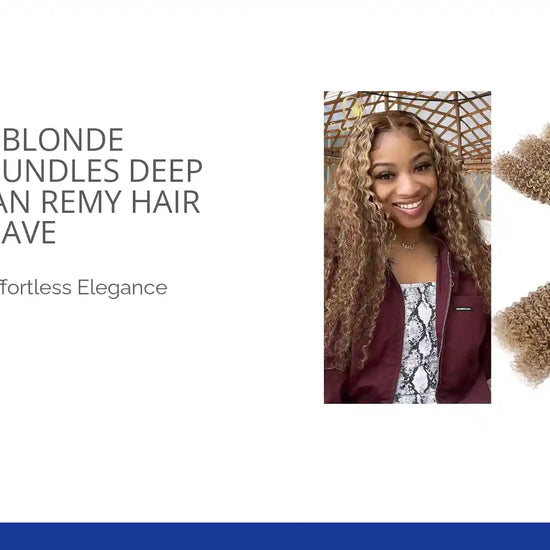 Honey Blonde Highlight Bundles Deep Curly Human Remy Hair Weave by@Outfy